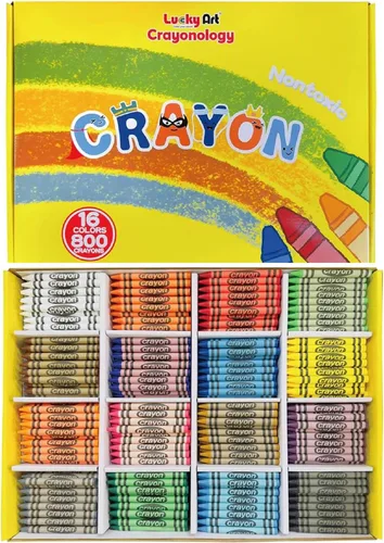 Vista 8 de Crayones de cera sin envolver, paquete a granel de 450 unidades, preclasificados en 9 colores vibrantes para niños y profesores, seguridad ASTM