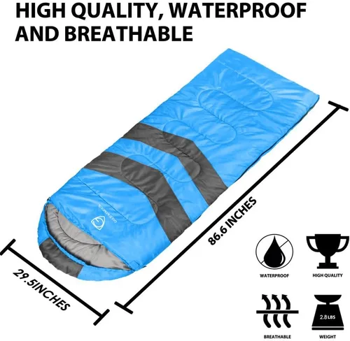Vista 2 de Gold Armour Sacos de dormir para adultos, niños, niñas, mochileros, senderismo, campamento, clima frío y cálido 4 estaciones, uso en interiores