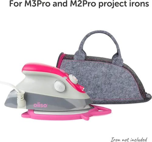 Vista 8 de Oliso M3Pro Project Steam Iron with Solemate (Raspberry) + Mini Carry Bag (Raspberry) + MultiMat Wool Pressing Pad 2pk