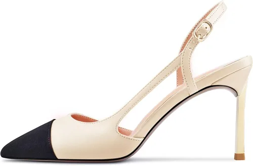 Vista 2 de Castamere Tacón alto puntiagudo Cap Toe Slingback Bombas Boda Prom Patchwork 3.3 Pulgadas Tacones