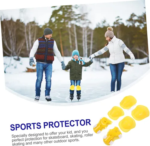 Vista 2 de VANZACK Rodilleras para niños y niñas, 6 unidades, equipo de protección deportiva, ciclismo, patinaje, de 4 a 16 años, color amarillo, resistentes
