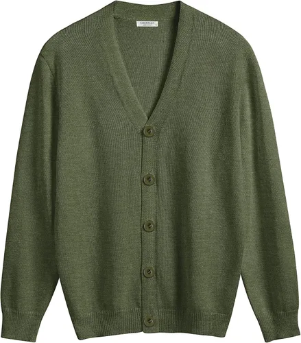 Vista 4 de COOFANDY Suéter de punto con cuello en V para hombre, casual, ligero, con botones
