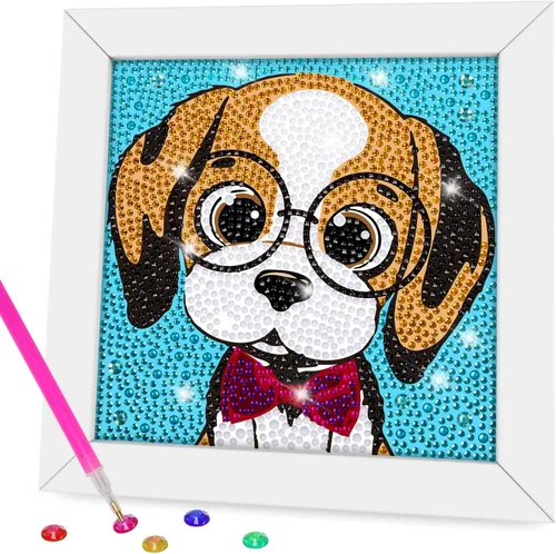 Vista 16 de QEUOYSS Kit de arte de diamantes para niños con marco de madera, arte y manualidades para niños de 6 a 8 a 10 a 12 años, fácil de hacer tú mismo