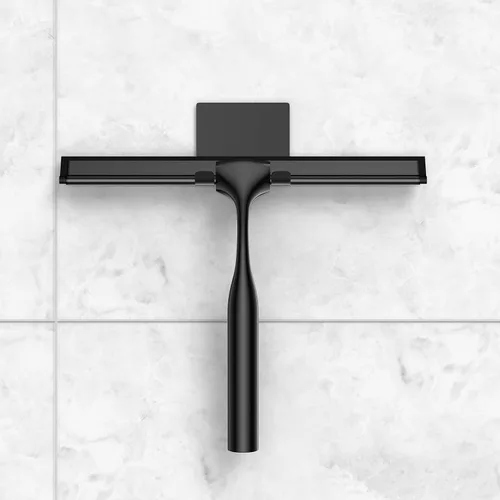 Vista 8 de Shower Squeegee for Glass Doors, 10-Inch Stainless Steel Squeegee Bathroom Doors Mirror Car Windows with Matching Hooks Holder and Replacement Blade