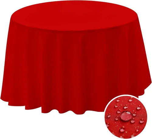 Vista 10 de BYDOLL Mantel redondo de 48 pulgadas, mantel de poliéster beige lavable sin arrugas, a prueba de derrames, para mesas de hasta 38 pulgadas