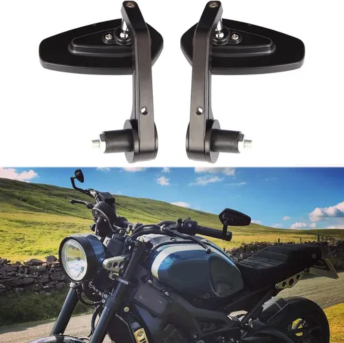 Vista 2 de Espejos universales negros para motocicleta, espejos laterales de barra compatibles con Honda, Scooter, Suzuki, Yamaha, Kawasaki, Victory, Harley