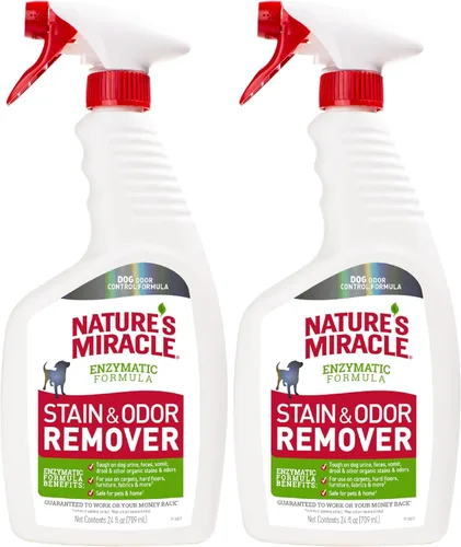 Vista 9 de Removedor de manchas y olores de perros, fórmula enzimática para desastres cotidianos, de Nature's Miracle, 709 ml Tough on Dog Urine, Feces