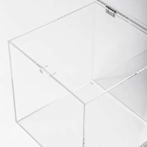 Vista 7 de CiaoHER Caja de donación acrílica de 6 x 6 x 6 pulgadas, caja de sugerencias de boleta para almacenamiento de dinero para votación, caridad, boleta