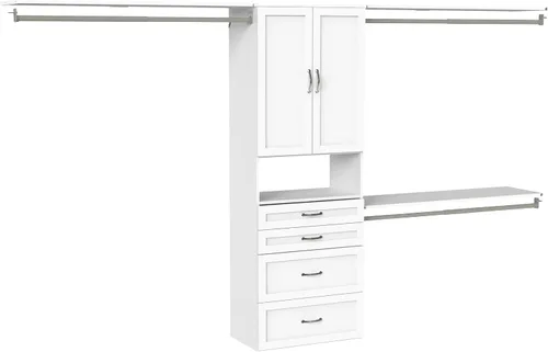 Vista 7 de ClosetMaid El kit de armario colgante SuiteSymphony incluye (1) torre, (3) barras de armario, (4) estantes, (3) estantes superiores con soportes