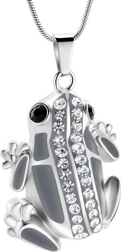 Vista 9 de Collar de urna con forma de rana, collar de urna para cenizas, soporte de recuerdo conmemorativo, collar de suéter