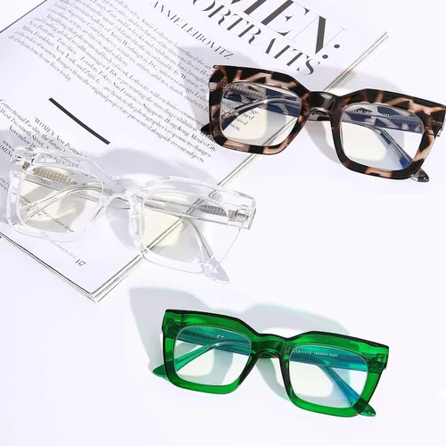 Vista 7 de AQWANO Stylish Blue Light Reading Glasses Women, Fashion Oversized Square Designer Readers Computer Eyeglasses