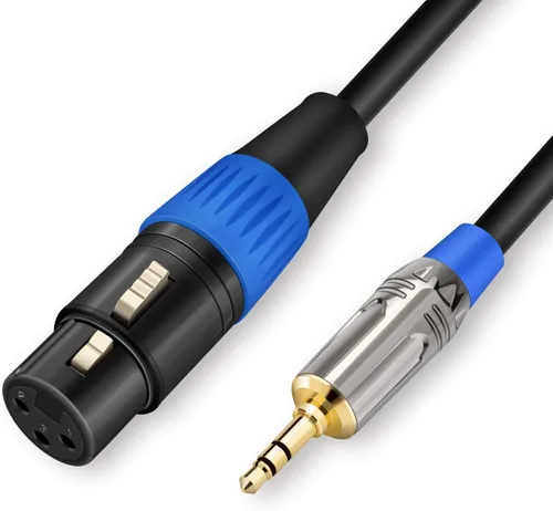 Vista 7 de JOLGOO Cable de conexión estéreo TRS de 0.138 in a doble XLR macho Pro, cable TRS estéreo de 1/8 pulgadas a 2 XLR macho en Y, cable de micrófono
