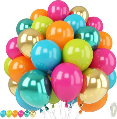 Vista 16 de Globos rosa y dorado, globo de látex rosa claro pastel de 12 pulgadas y blanco arena perla con globo metálico dorado champán beige para princesas