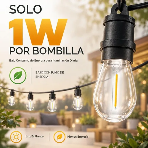 Vista 6 de Visther 5000K S14 Outdoor String Light Replacement Bulbs for Patio, 24-Pack 5000K Blanco luz día