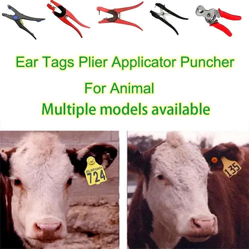 Vista 3 de Ganado Animal Ear Tag Alicates Aplicador Puncher Tagger para cerdo, oveja, cabra, perro