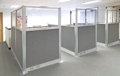Vista 3 de Versare Cubículo eléctrico de panel silencioso preconfigurado Paredes divisoras de estación de trabajo Paneles de privacidad para cubículos Gris