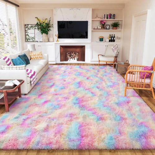 Vista 19 de AROGAN Alfombras suaves de 2 x 4 pies para dormitorio, alfombra mullida de felpa, alfombra peluda que no desprende para guardería, habitación