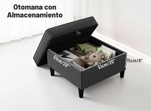 Vista 3 de Sofás seccionales para sala de estar, sofá convertible en forma de L de 78 pulgadas con almacenamiento extraíble, sofás otomanos de 3 plazas, sofá