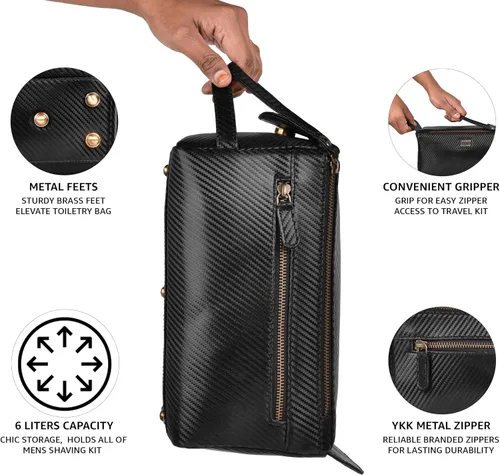 Vista 2 de LEATHER VILLAGE Kit Dopp 2, Negro carbón