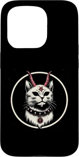 Vista 14 de Funda para iPhone 17 de Baphomet Satánico Oculto de Gato del Diablo