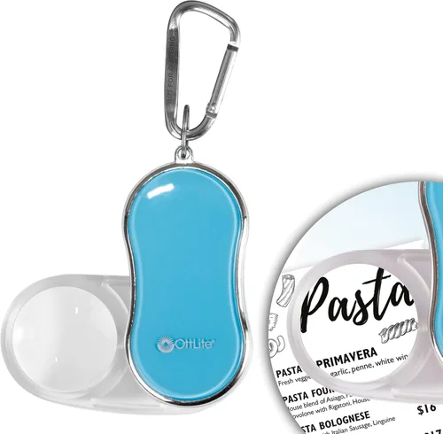 Vista 9 de OttLite Lupa LED de bolsillo con clip de mosquetón, color negro Lupa LED de bolsillo 3.5x Encendido/apagado automático Clip de mosquetón