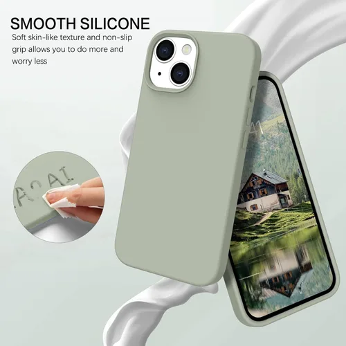 Vista 2 de BENTOBEN Funda compatible con iPhone 14, silicona suave, goma de gel, parachoques, forro de microfibra, parte trasera dura, a prueba de golpes Calke