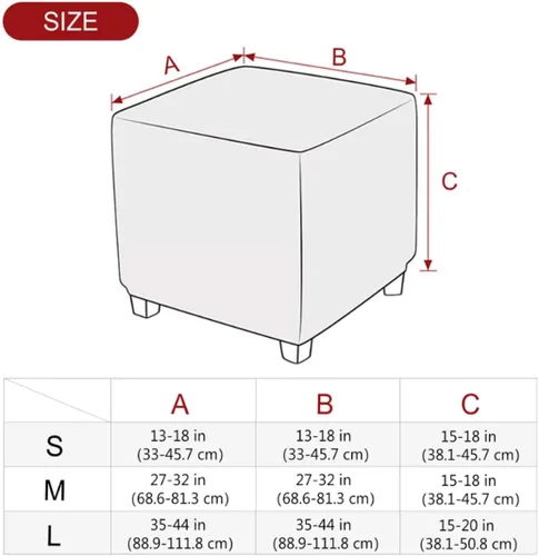 Vista 2 de Funda otomana cuadrada de terciopelo para otomana, protector para reposapiés, taburete, muebles, elástico, cómodo, con parte inferior elástica, Beige