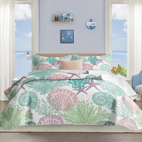 Vista 14 de Tritard Juego de edredón costero de 2 piezas, tamaño individual, edredones reversibles de microfibra con 1 funda, ropa de cama suave y ligera, ropa