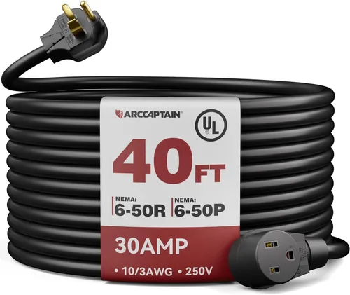 Vista 10 de ARCCAPTAIN Cable de extensión de soldador de 30 amperios, 20 pies