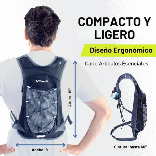 Vista 3 de VibrelliVibrelli Hydration Backpack & 2L Hydration Bladder - High Flow Bite Valve - Hydration Pack for Cycling, Running, Hiking Negro