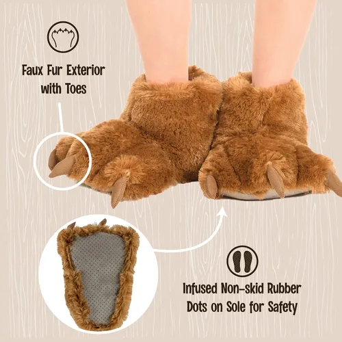 Vista 5 de Lazy One - Pantuflas con diseño de garra de animal para niños y adultos, disfraz divertido para niños, cálidas pantuflas peludas