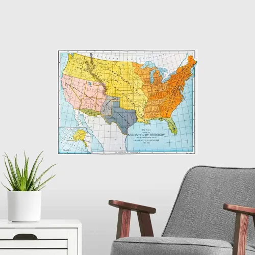 Vista 4 de GREATBIGCANVAS Un mapa que muestra la impresión territorial sin marco de Estados Unidos