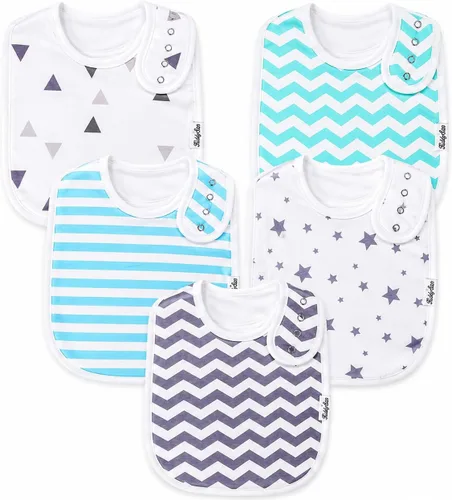 Vista 8 de KiddyStar Organic Cotton Baby Drool Bibs Soft, Adjustable, Absorbent, Unisex Teething Bandana Bibs for Babies