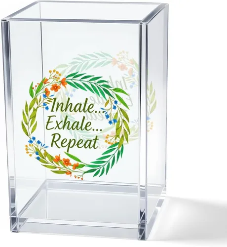 Vista 18 de Just breathe - Paquete de 2 portalápices cosméticos de acrílico tipo vaso, organizador de brochas de maquillaje inspirador Hope, regalos de fe