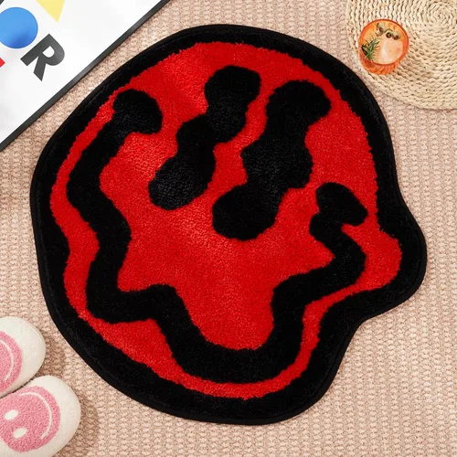 Vista 9 de ELDONE Trippy - Tapete de baño de cara feliz azul, alfombras geniales para dormitorio, alfombra de preparación, alfombra hippie antideslizante