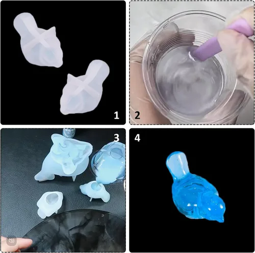 Vista 3 de Paquete de 4 moldes de silicona con forma de pájaro 3D para moldes de resina epoxi, manualidades, llavero, regalo, joyería, fabricación de pequeños