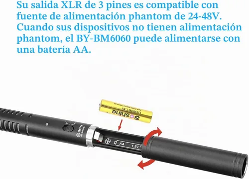 Vista 4 de BOYA Micrófono XLR, Micrófono Shotgun BY-BM6060 con Montura de Choque y Cubierta Antiviento para Cámara DSLR, Micrófonos Condensadores Profesionales