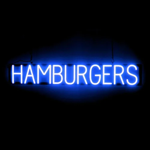 Vista 15 de SpellBrite HAMBURGERS Letrero para restaurantes Letreros relacionados con el comedor con aspecto de neón, luz LED roja 40.0 x 6.3 pulgadas Rojo