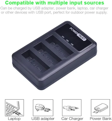Vista 4 de 3 unids AHDBT-401 Batería para Gopro Hero 4 AHDBT401 AHBBP-401 AHDBT 401 Batería Digital y LED 3 Puertos USB Cargador para GoPro Hero4 HERO4 Cámara
