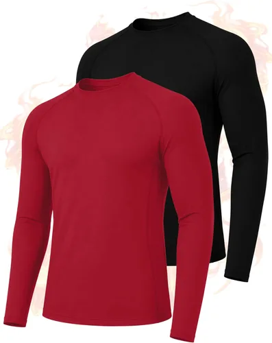 Vista 11 de Roadbox Camisas térmicas de manga larga para hombre, paquete de 2 unidades Blanco/Azul/Gris