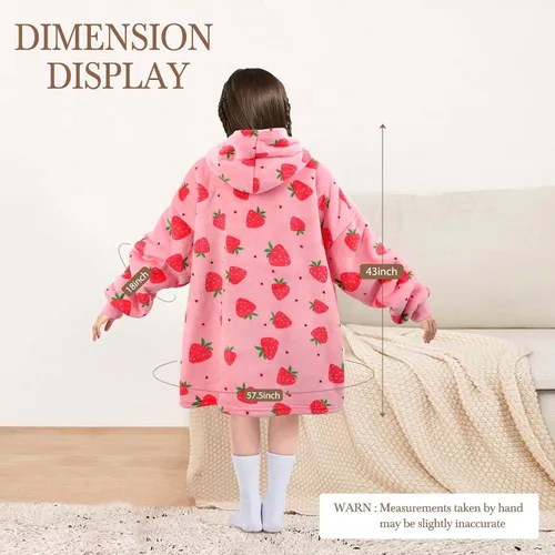 Vista 4 de BINSUNS Oversized Wearable Hoodie Blanket, Soft Fuzzy Microfiber & Sherpa Wearable Blanket Sweater with Giant Pocket