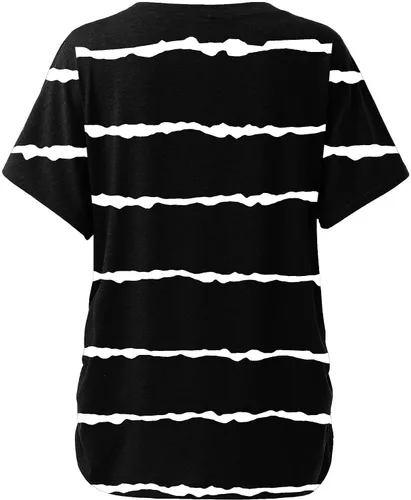 Vista 4 de Camisetas de manga corta para mujer, cuello redondo, sueltas, de verano, camisetas básicas