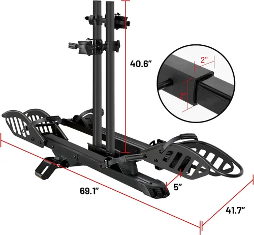 Vista 8 de Young Electric Soporte de enganche para bicicleta eléctrica de 200 libras, estilo plataforma para autos, camiones, SUV, furgonetas, caravanas, se