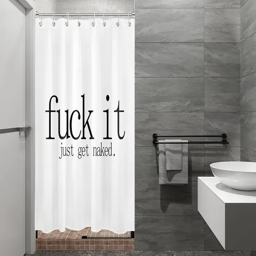 Vista 28 de LB Fuck It Get Naked - Cortina de ducha pequeña de 48 x 68 pulgadas, forro de cortina de ducha en blanco y negro, cortina de ducha estrecha