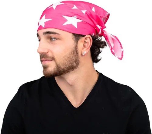 Vista 3 de Bandana para disfraz con estampado de estrellas de Macho Man