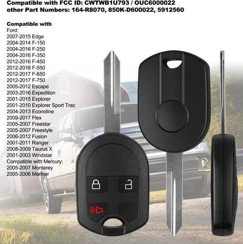 Vista 2 de Reemplazo del mando a distancia para FCCID: CWTWB1U793 se adapta a Ford F150 F250 F350 04-2016/F-450 Flex 09-2017 Explorer 01-2015/Escape Ranger