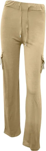 Vista 4 de Pantalones de yoga con corte de bota para mujer, con bolsillos de carga, elásticos, pantalones palazzo, pantalones largos y anchos para entrenamiento