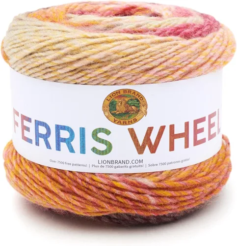 Vista 20 de Lion Brand Yarn, Hilo multicolor en forma de rueda Ferris para tejer, hacer ganchillo y manualidades, Buttercup, paquete de 1