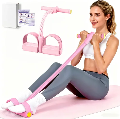 Vista 11 de Pedal Resistance Band with Handle, Upgraded 6-Tube Exercise Bands Negro y Púrpura