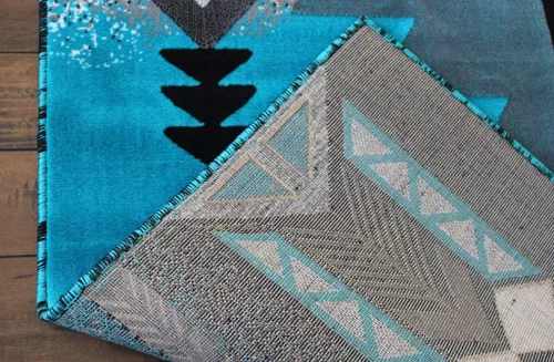 Vista 9 de Masada Rugs, Southwest - Alfombra de diseño nativo americano (6 pies x 9 pies, turquesa)